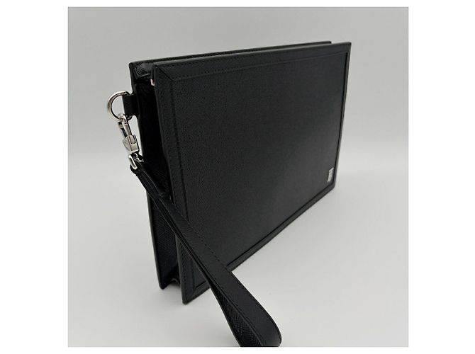 Pochette in pelle nera da uomo Burberry - vista 4