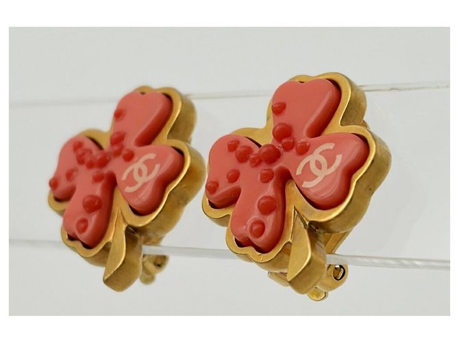 Chanel Clip-On Ohrringe Gold und Rosa - Ansicht 3