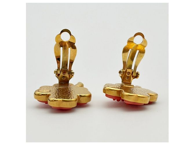 Chanel Clip-On Ohrringe Gold und Rosa - Ansicht 6