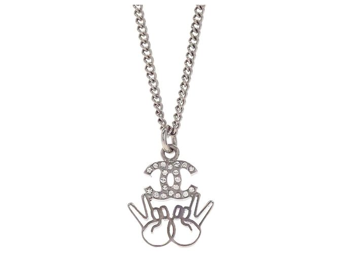 Chanel Vintage CC Logo Ketten-Charm-Anhänger versilbert - Ansicht 2