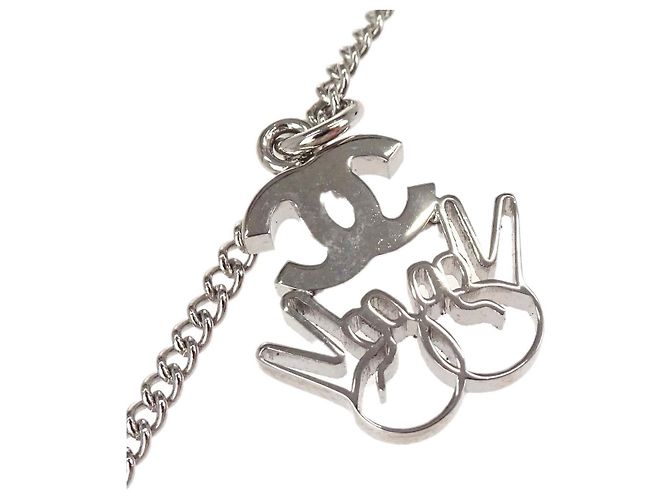 Chanel Vintage CC Logo Ketten-Charm-Anhänger versilbert - Ansicht 4
