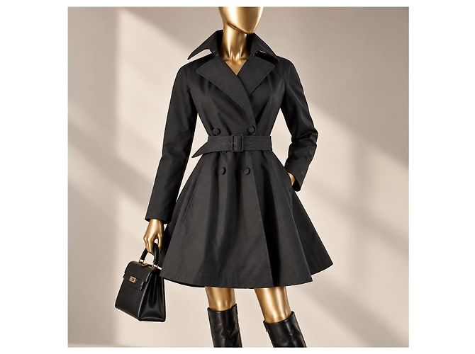 Alaïa Trench coat preto evasê de algodão - vista 10