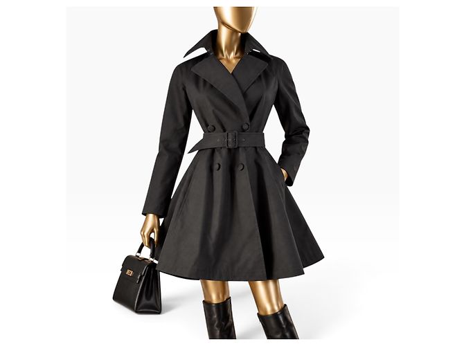 Alaïa Trench coat preto evasê de algodão - vista 4