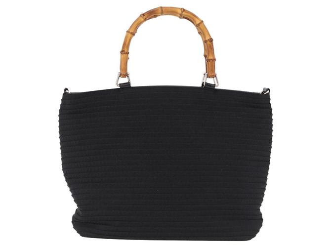 Gucci Vintage Bamboo Handle Canvas - view 2