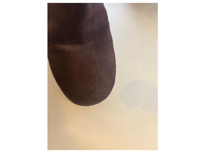 Fendi braune Wildleder-Keilabsatzstiefel mit FF-Pelzbesatz - Ansicht 5