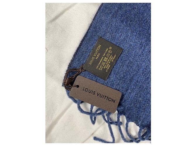 Louis Vuitton Sciarpa Monogram Lana Cashmere Blu - vista 2