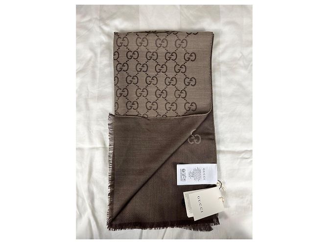 Gucci Sciarpa GG Supreme in lana marrone - vista 2