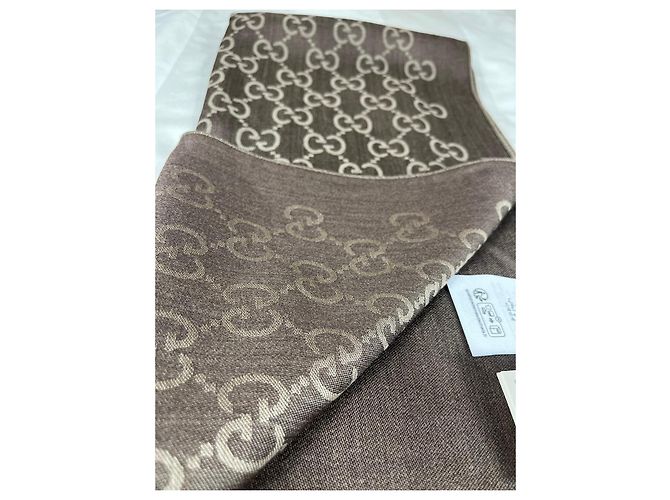 Gucci Sciarpa GG Supreme in lana marrone - vista 3