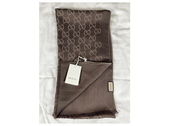 Gucci Sciarpa GG Supreme in lana marrone - vista 4