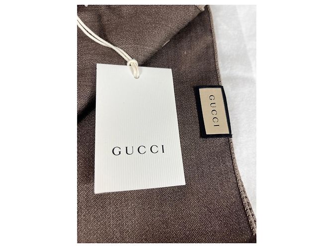 Gucci Sciarpa GG Supreme in lana marrone - vista 5