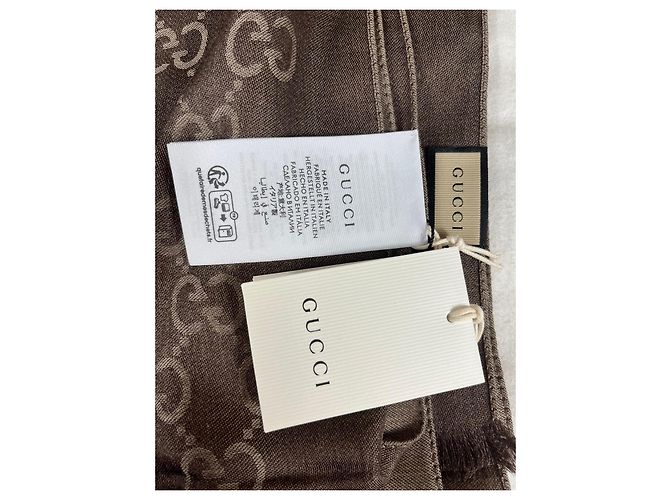Gucci Sciarpa GG Supreme in lana marrone - vista 6