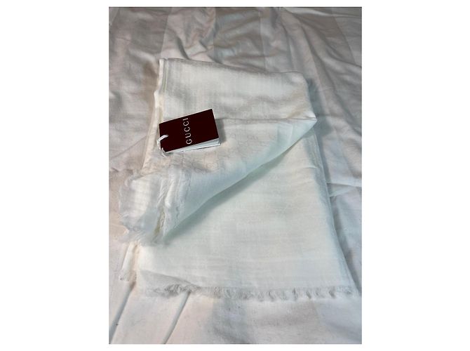 Sciarpa Gucci GG Supreme in cotone bianco - vista 2