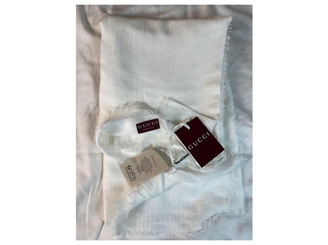 Sciarpa Gucci GG Supreme in cotone bianco - vista 5