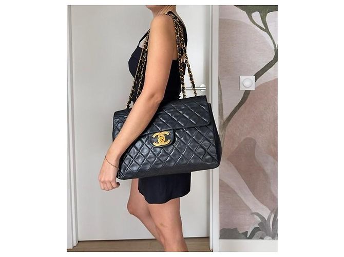 Borsa Chanel Timeless Jumbo in pelle nera trapuntata - vista 6