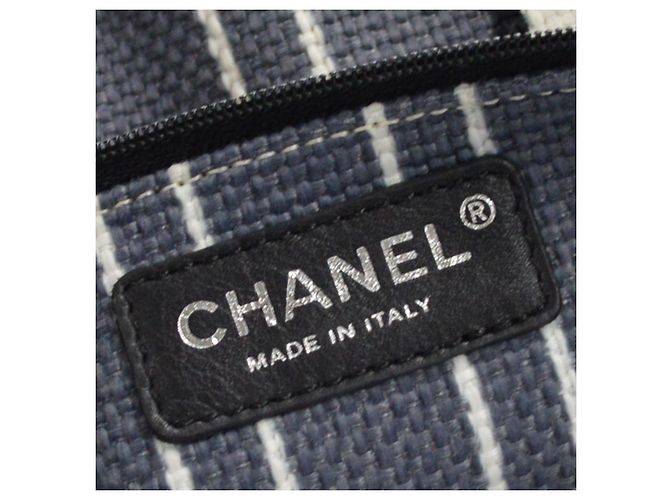 Chanel Vintage Pocket Striped Canvas Large - vista 4
