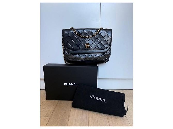 Chanel Double Flap Pelle Nera Matelassé - vista 12
