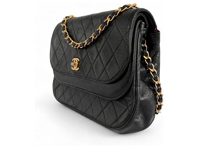 Chanel Double Flap Pelle Nera Matelassé - vista 3