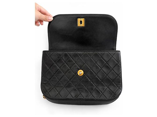 Chanel Double Flap Pelle Nera Matelassé - vista 4