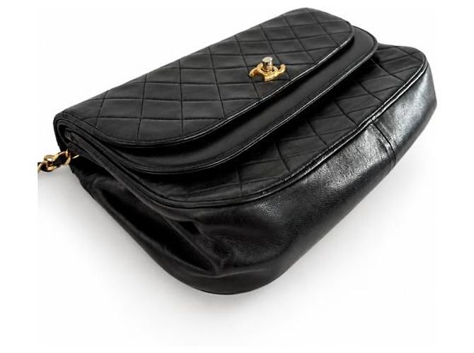 Chanel Double Flap Pelle Nera Matelassé - vista 8