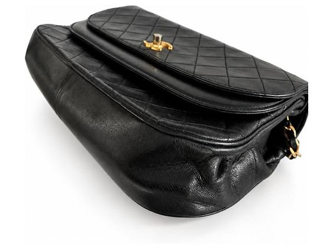 Chanel Double Flap Pelle Nera Matelassé - vista 9