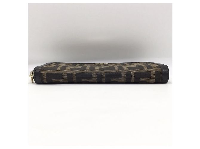 Fendi Portafoglio Zip Around Zucca Coated Canvas Long - vista 3