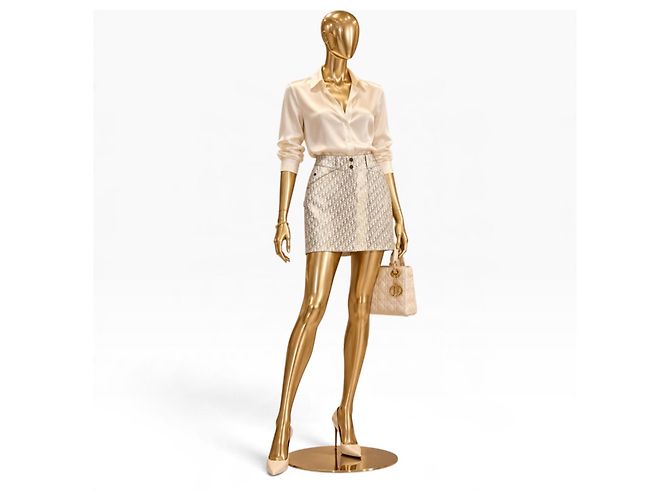 Dior Mini-falda Jacquard Oblique Beige - vista 3