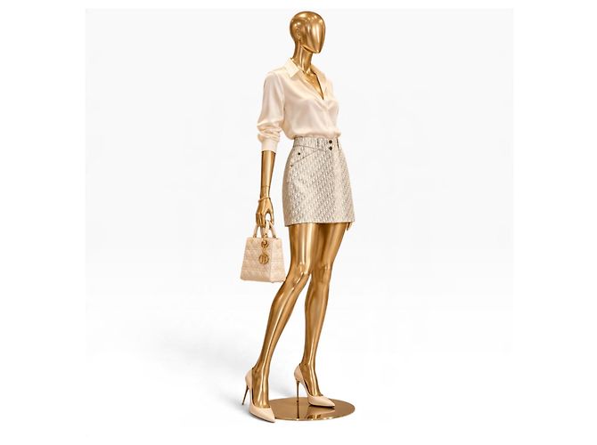 Dior Mini-falda Jacquard Oblique Beige - vista 4