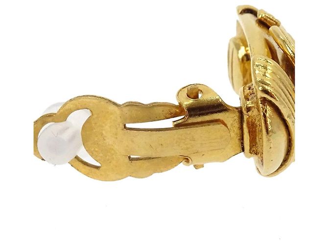 Chanel Vintage CC Logo Oval Clip on Gold Plated - vista 3