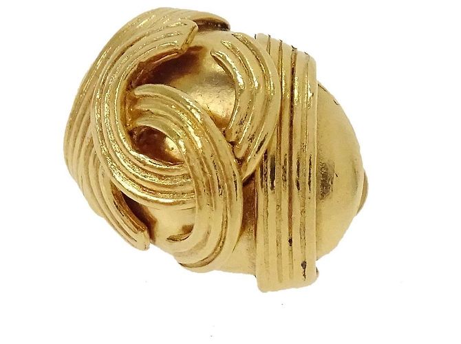 Chanel Vintage CC Logo Oval Clip on Gold Plated - vista 4