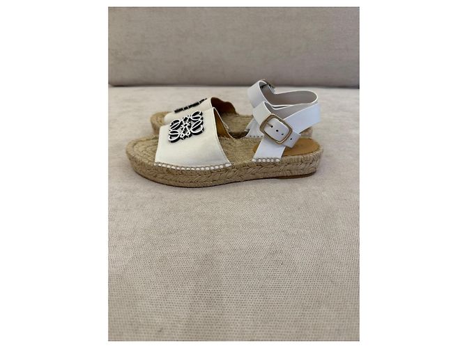 Loewe Sandali Espadrilles in Pelle e Tela Bianchi - vista 4