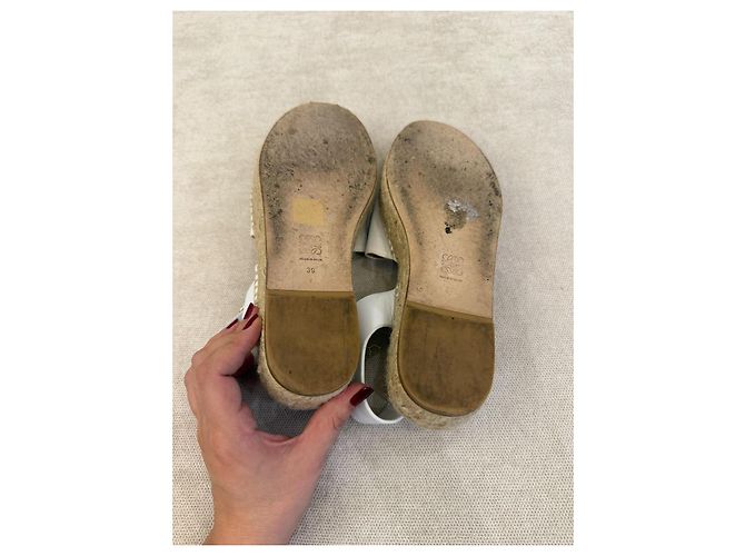 Loewe Sandali Espadrilles in Pelle e Tela Bianchi - vista 8
