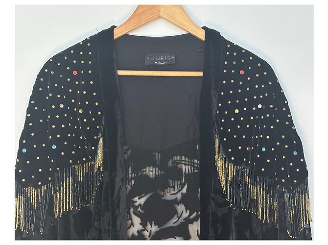 The Kooples schwarze Samtjacke mit Perlen und Fransen - Ansicht 3