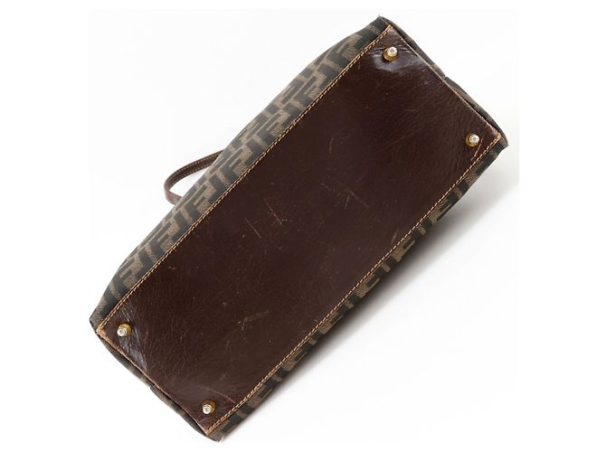 Bolsa 2-Way Fendi Zucca castanha de pele e tela - vista 14