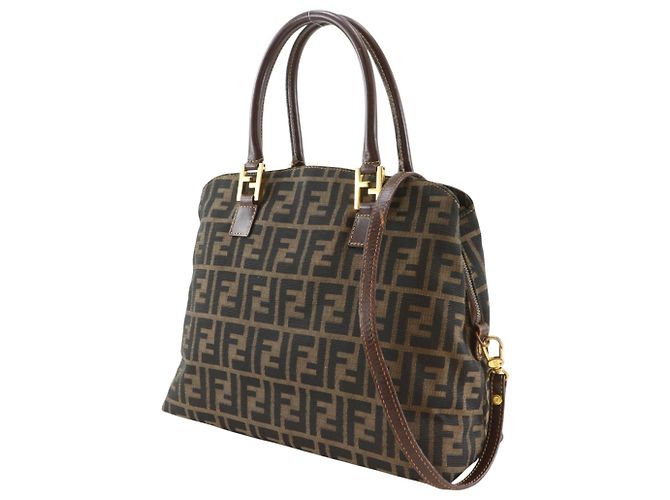 Bolsa 2-Way Fendi Zucca castanha de pele e tela - vista 2