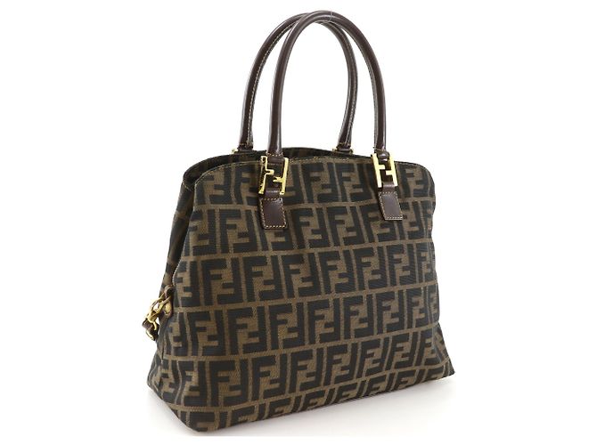 Bolsa 2-Way Fendi Zucca castanha de pele e tela - vista 3