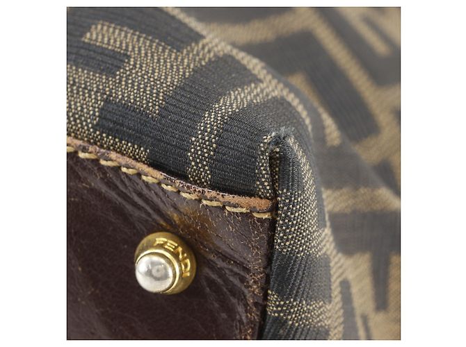 Bolsa 2-Way Fendi Zucca castanha de pele e tela - vista 4