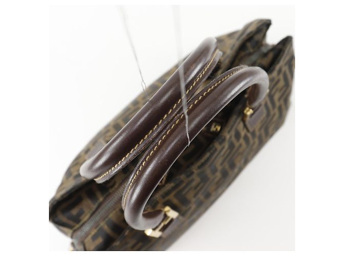 Bolsa 2-Way Fendi Zucca castanha de pele e tela - vista 5