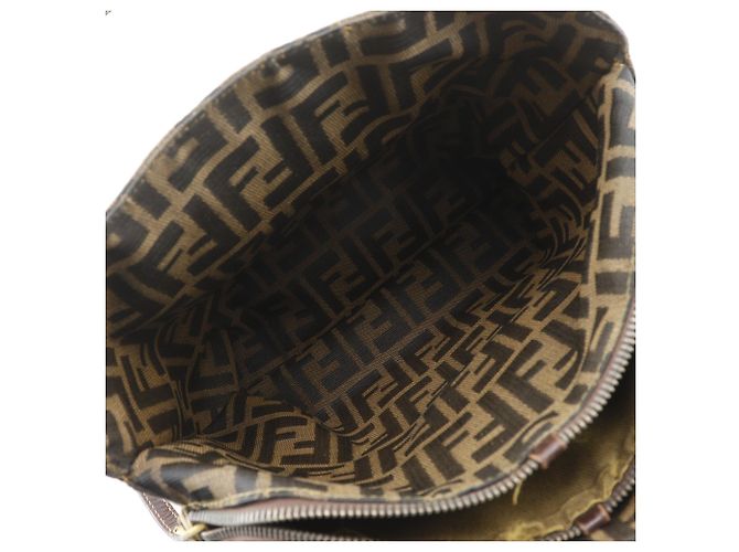 Bolsa 2-Way Fendi Zucca castanha de pele e tela - vista 7