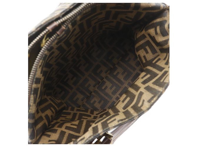 Bolsa 2-Way Fendi Zucca castanha de pele e tela - vista 9