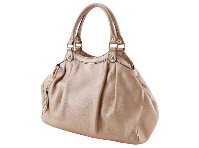 Borsa Gucci Sukey in pelle beige metallizzato - vista 2