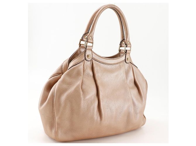 Borsa Gucci Sukey in pelle beige metallizzato - vista 3