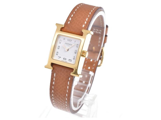 Hermès Hermes Heure H Quartz Plated Metal and Leather 30 - vista 2
