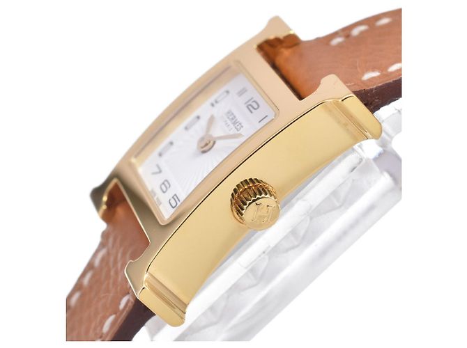 Hermès Hermes Heure H Quartz Plated Metal and Leather 30 - vista 3