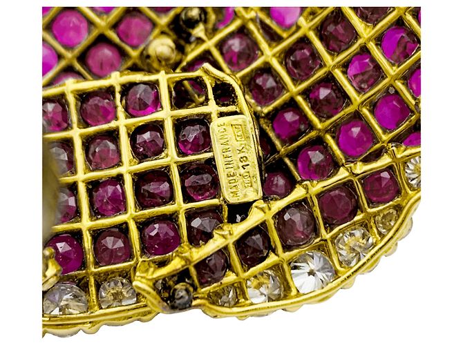Autre Marque Spilla "Pensée", rubini, diamanti, oro giallo. - vista 5