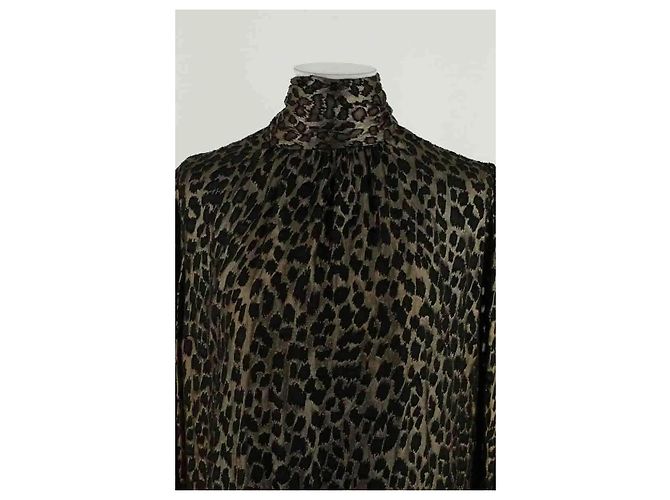Autre Marque Saint Laurent Seidenkleid Gold - Ansicht 2