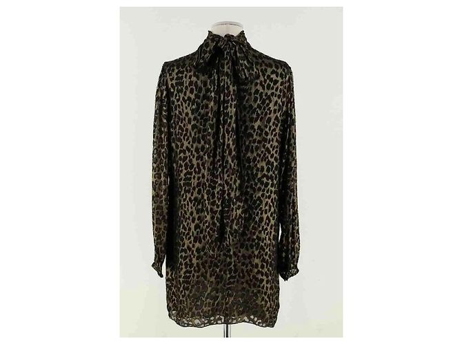 Autre Marque Saint Laurent Seidenkleid Gold - Ansicht 4