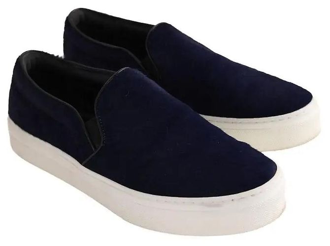 Mocassini Céline in pelle blu navy - vista 3