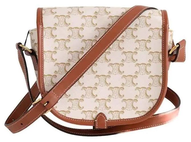 Céline Borsa a tracolla Folco toile triomphe écru - vista 3