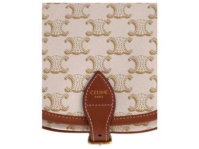 Céline Borsa a tracolla Folco toile triomphe écru - vista 5