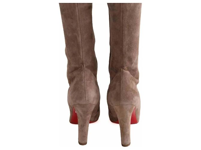 Botas Christian Louboutin de gamuza marrón - vista 2